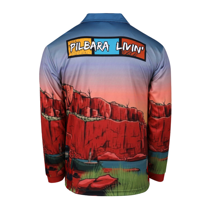 Pilbara Paradise fishing shirt - back view with PILBARA LIVIN' patch
