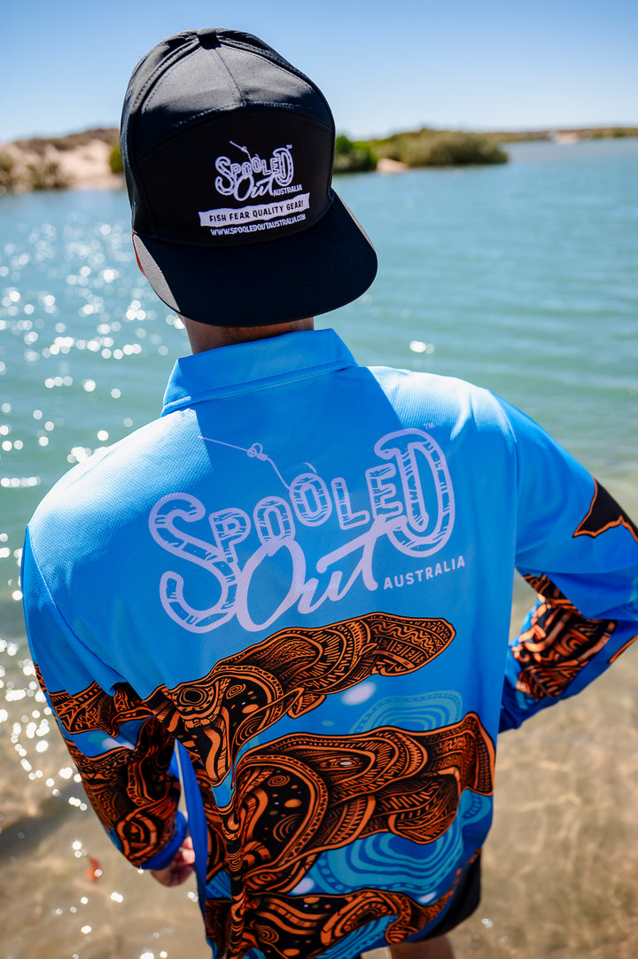 Dugong Migration Fishing Shirt - Waterside lifestyle wide shot