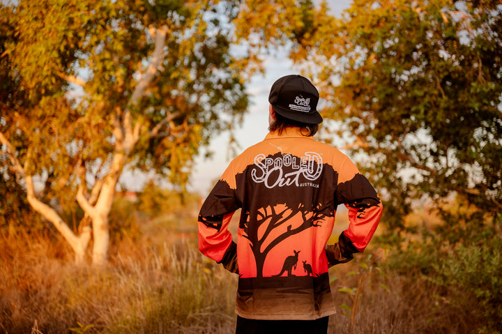 Outback Australia Fishing Shirt - Golden hour bush setting lifestyle