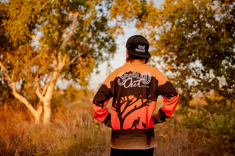 Outback Australia Fishing Shirt - Golden hour bush setting lifestyle